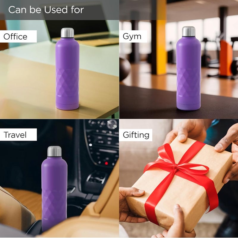 UMAI 750ml Insulated Thermosteel Bottle | Hot and Cold Water Bottle for Office, Gym, School | Leakproof | Vacuum Insulated Water Bottles | Easy Carry Flask for Kids/Adults | (Purple) - Image 4