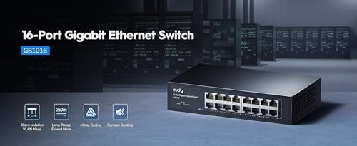 Cudy GS1016 Switch 16 Ports Gigabit DeskRackable Metal Housing Energy Efficient Fanless Plug and Play - Image 3