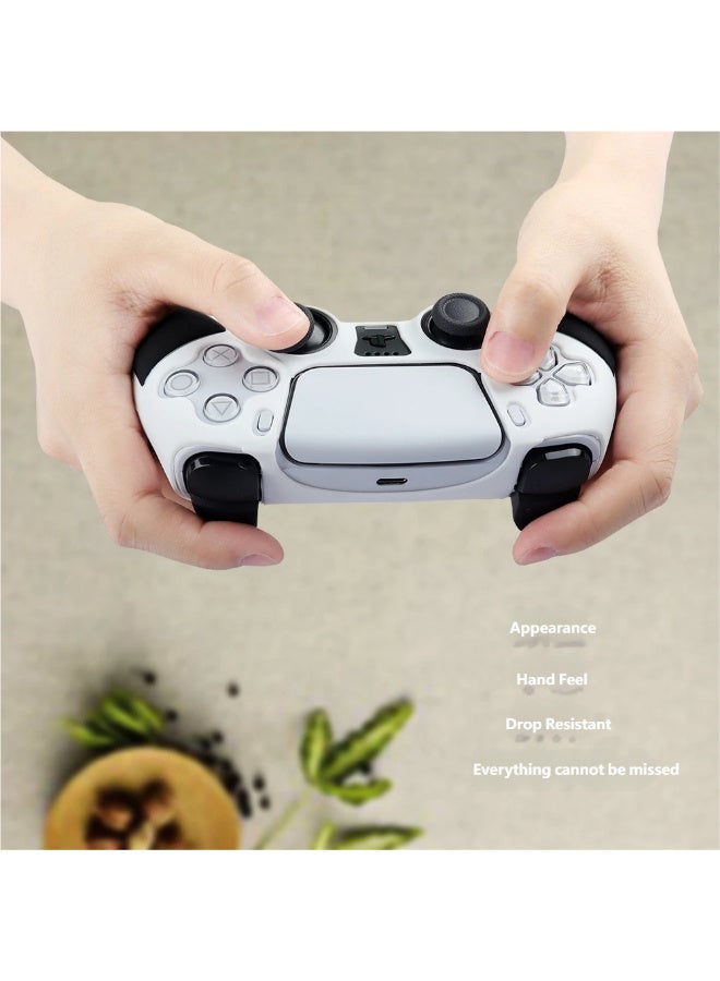 TNGames PS5 Controller Silicone Cover - White & Black Minimalist Anti-Slip Case, Compatible with PlayStation 5 Wireless Controller - Image 3