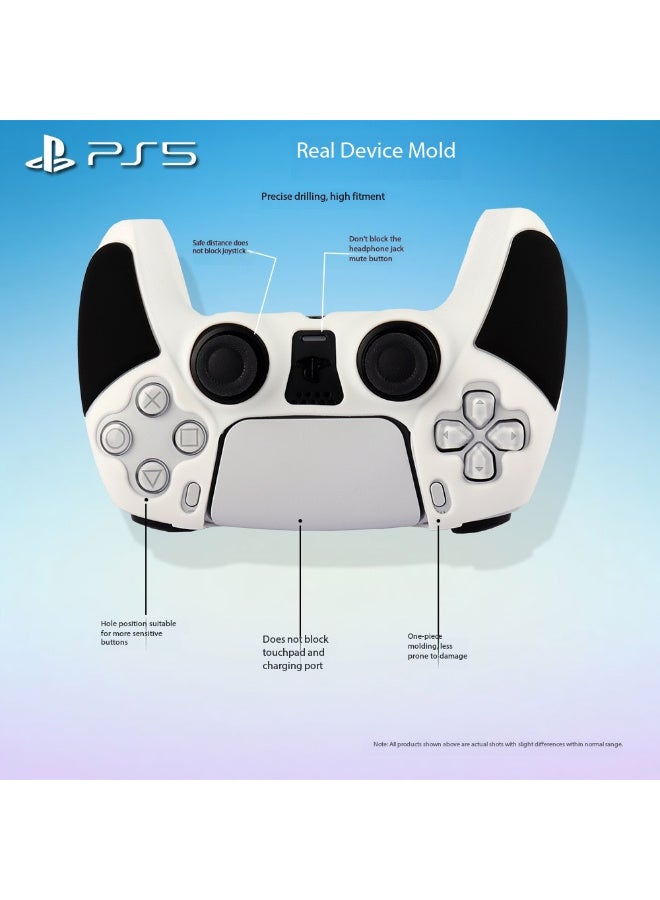TNGames PS5 Controller Silicone Cover - White & Black Minimalist Anti-Slip Case, Compatible with PlayStation 5 Wireless Controller - Image 4