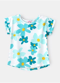 Aqua Blue Floral Cotton Tee for Girls - pzsku/Z5566626D199C0B71E752Z/45/_/1740055243/0f7ef083-9de0-4050-986f-2d2ff15d43d9