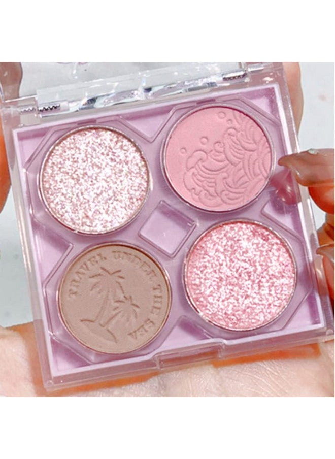 AMY'S DIARY Pink Mini Eyeshadow Palette Glitter Eye Shadow Makeup 4 Colors ,Warm Brown Pink Eyeshadow Shiny Sparkle Shimmer Glitter Eyeshadow Waterproof Pallete,Sliver Glitter Eye Eyeshadow Make Up (02)  - Image 2