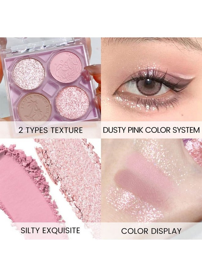 AMY'S DIARY Pink Mini Eyeshadow Palette Glitter Eye Shadow Makeup 4 Colors ,Warm Brown Pink Eyeshadow Shiny Sparkle Shimmer Glitter Eyeshadow Waterproof Pallete,Sliver Glitter Eye Eyeshadow Make Up (02)  - Image 5