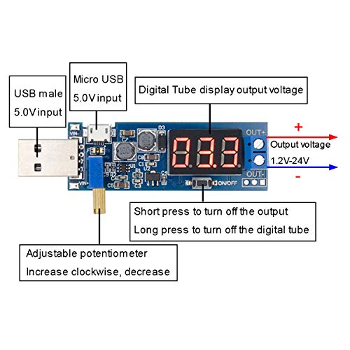 ALAMSCN 2PCS USB Buck Boost Converter Adjustable Step UP Step Down Power Supply Module Voltage Regulator DC-DC 5V to 3.3V 9V 12V 18V 24V - Image 2