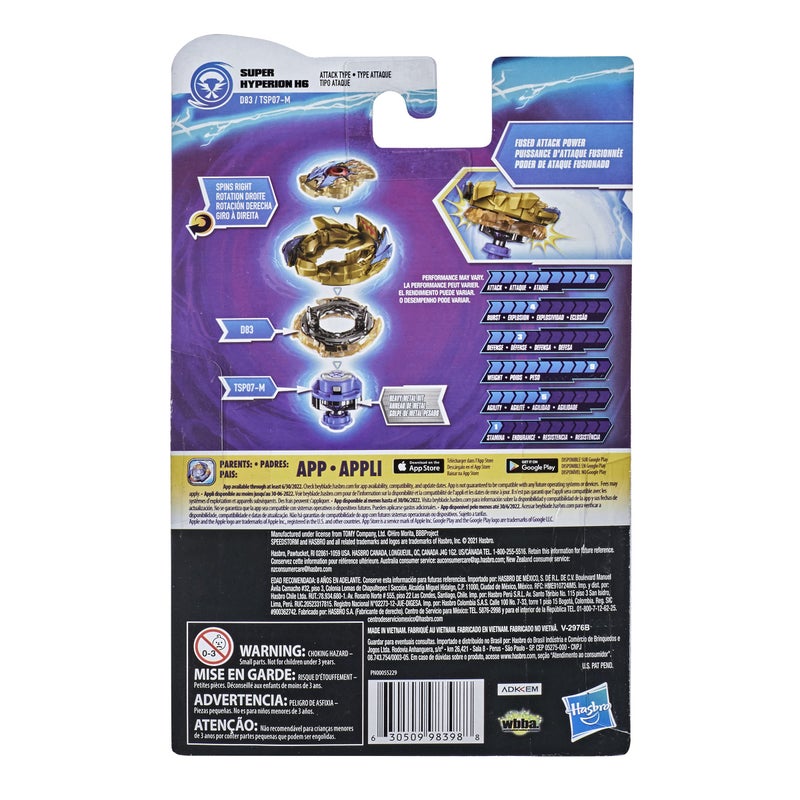 Beyblade Burst Surge Speedstorm Super Hyperion H6 Spinning Top Starter Pack - Attack Type Battling Game Top with Launcher, Toy for Kids - Image 3