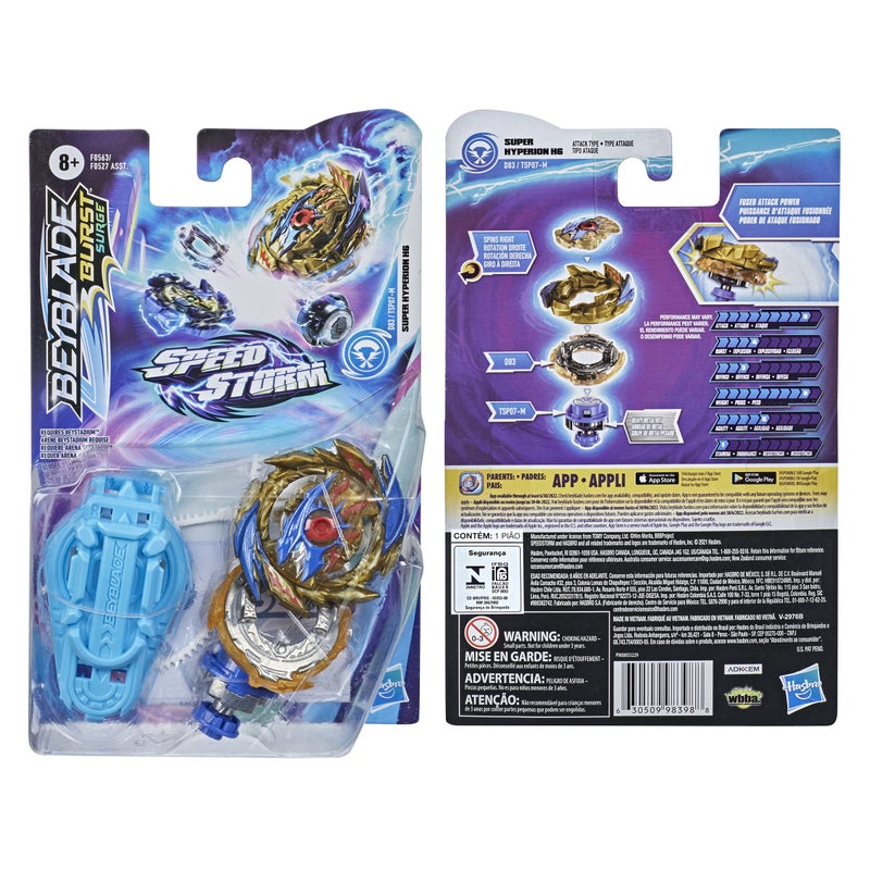 Beyblade Burst Surge Speedstorm Super Hyperion H6 Spinning Top Starter Pack - Attack Type Battling Game Top with Launcher, Toy for Kids - Image 4