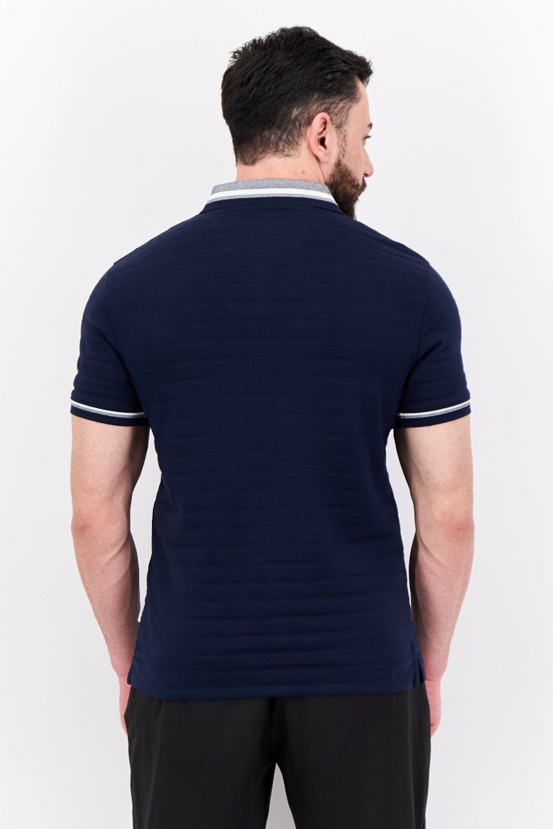 Peter Werth قميص بولو بأكمام قصيرة بتصميم عادي للرجال، كحلي داكن - Image 3