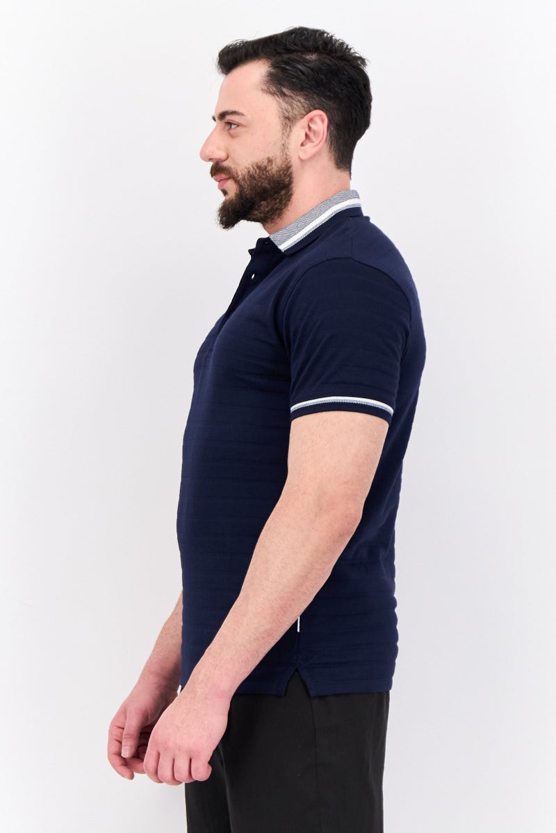 Peter Werth قميص بولو بأكمام قصيرة بتصميم عادي للرجال، كحلي داكن - Image 2