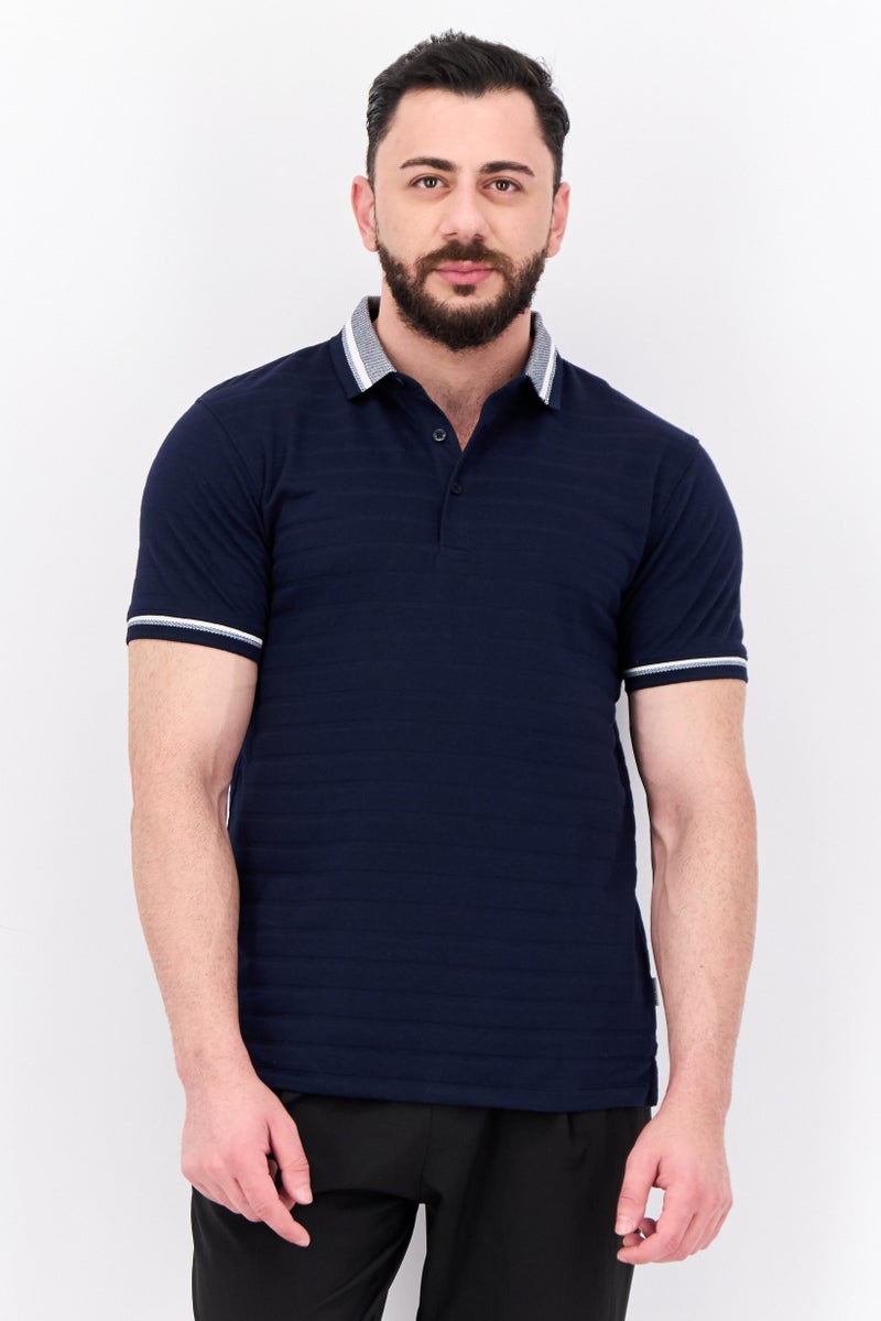 Peter Werth قميص بولو بأكمام قصيرة بتصميم عادي للرجال، كحلي داكن - Image 1