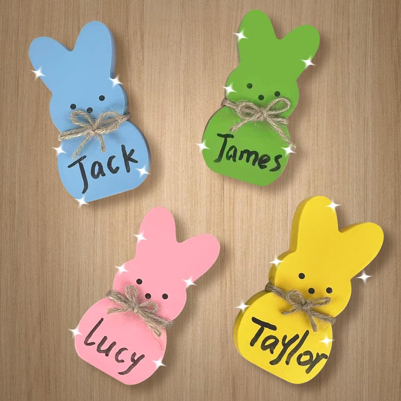 himmel Easter Decorations, Himmel 4PCS Peeps Decor, Easter Wooden Signs for Tiered Tray, Easter Table Decorations Rustic Freestanding Tabletop for Indoor Gift and Dinning Room - Image 5