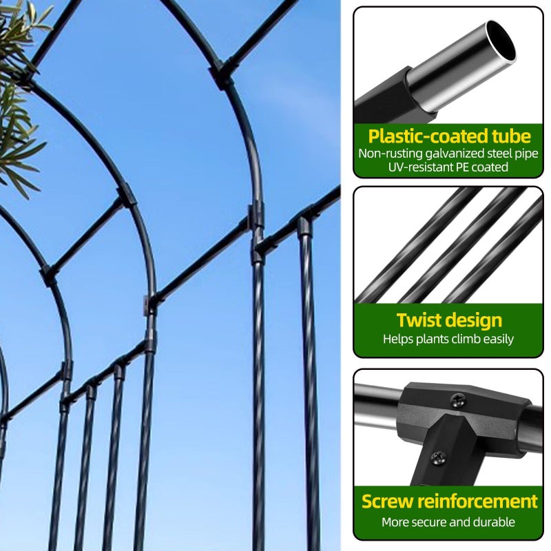 BUKLIYN Garden Arch Trellis - Length: 126in, Height: 94.5in Garden Arch Arbor Trellis for Climbing Plants Outdoor - Garden Arch for Lawn, Party, Ceremony Wedding Decoration - Image 4