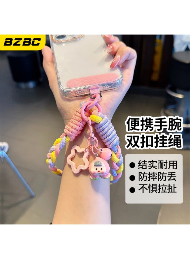 Bzbc Phone Lanyard, Wrist Short Phone Chain, Phone Case Anti-loss Cord, Thickened Nylon Handmade Three-strand Braided Thickened Phone Cord Anti-loss Chain - Image 1