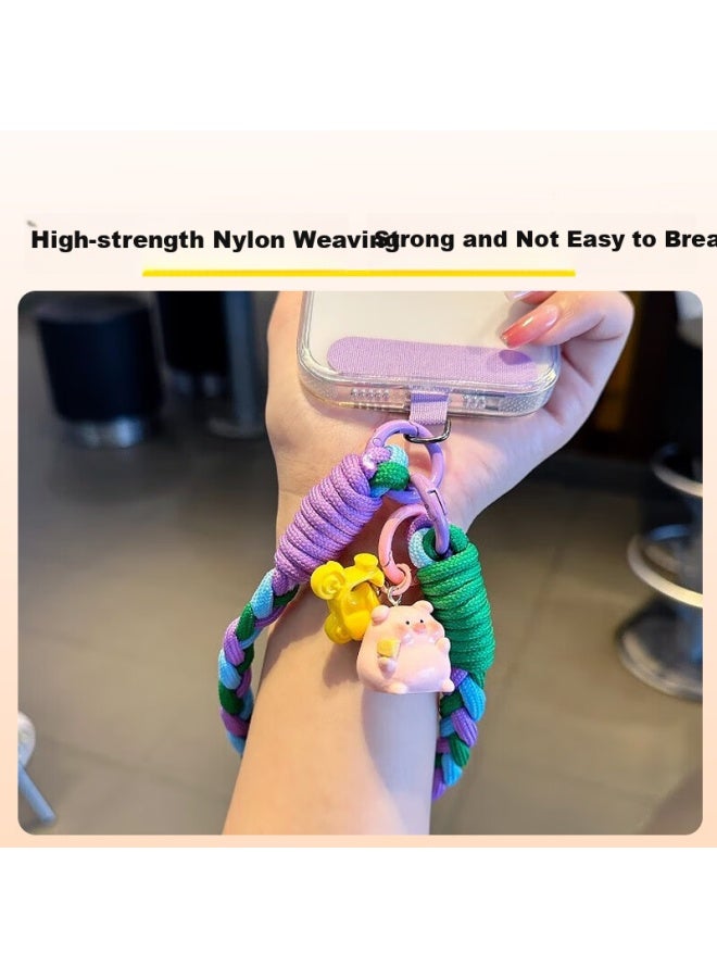 Bzbc Phone Lanyard, Wrist Short Phone Chain, Phone Case Anti-loss Cord, Thickened Nylon Handmade Three-strand Braided Thickened Phone Cord Anti-loss Chain - Image 3