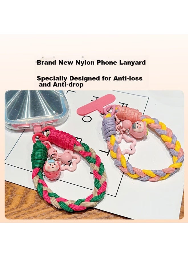 Bzbc Phone Lanyard, Wrist Short Phone Chain, Phone Case Anti-loss Cord, Thickened Nylon Handmade Three-strand Braided Thickened Phone Cord Anti-loss Chain - Image 2