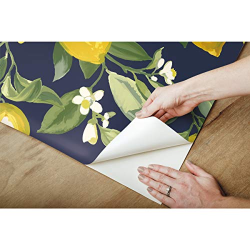 RoomMates RMK11657WP Lemon Zest Yellow and Navy Peel and Stick Wallpaper, Roll - Image 4