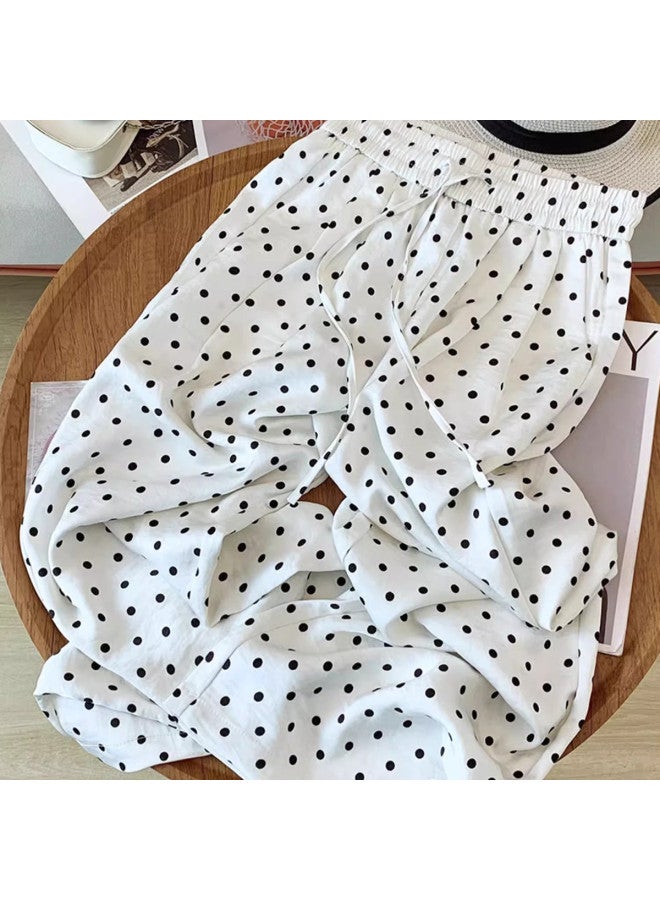 XINYANG Polka Dot Wide Leg Pants For Women - 2025 Summer Thin Retro High Waist Casual Loose Straight Leg Trousers - Image 4