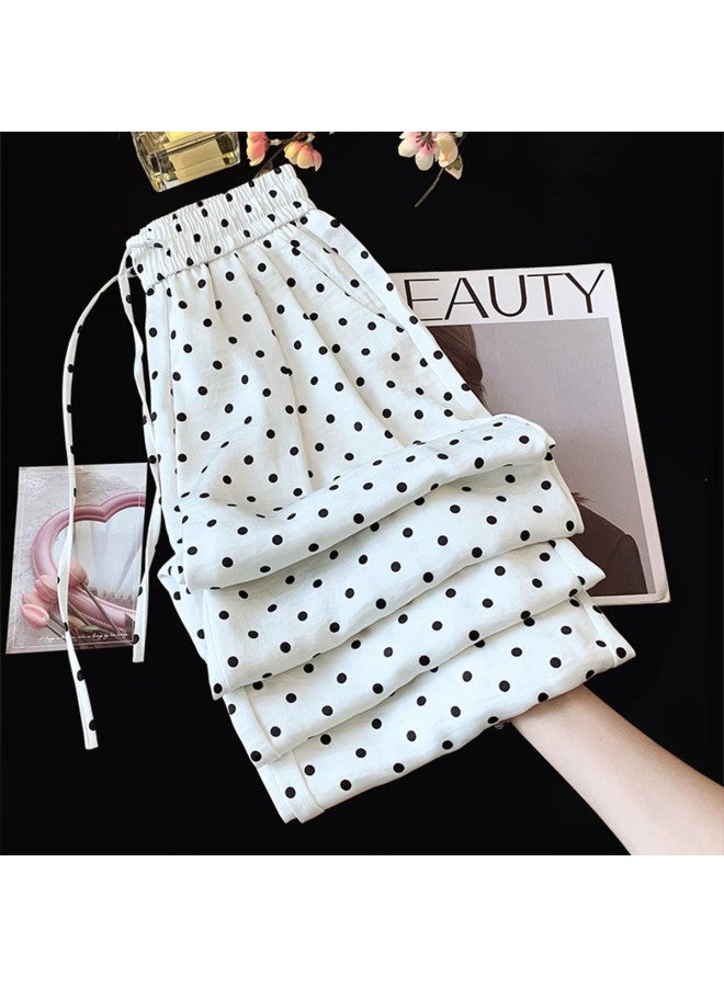 XINYANG Polka Dot Wide Leg Pants For Women - 2025 Summer Thin Retro High Waist Casual Loose Straight Leg Trousers - Image 2
