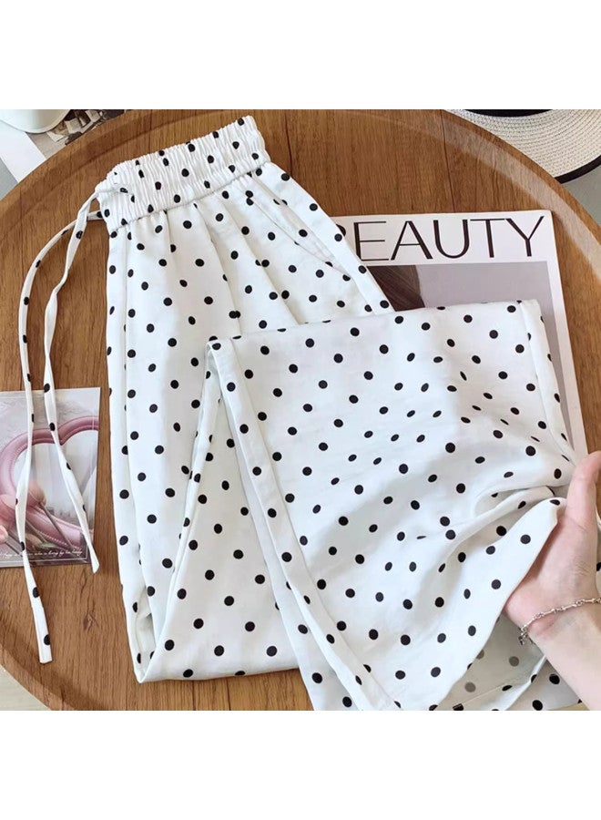 XINYANG Polka Dot Wide Leg Pants For Women - 2025 Summer Thin Retro High Waist Casual Loose Straight Leg Trousers - Image 3
