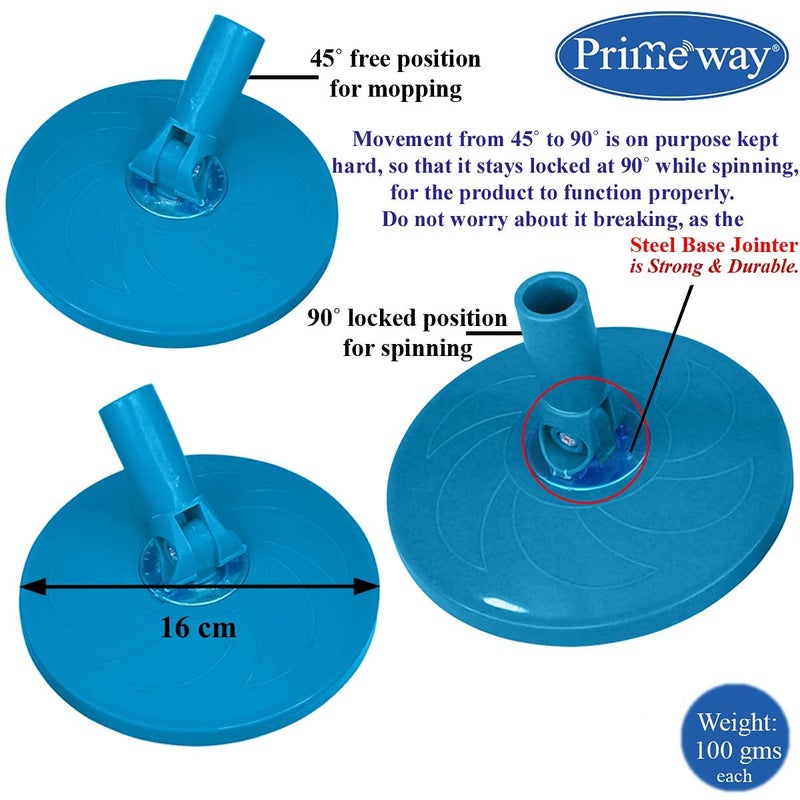 Primeway مجموعة عصا ممسحة دوارة من الفولاذ المقاوم للصدأ مع مقبض تلسكوبي وقرص استبدال 124 سم باللون الأزرق - Image 3