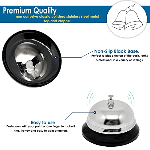 ERDANER 1pcs Call Bell, Service Bell, Loud and Clear Ring Stainless Steel Metal Counter Service Bell,for Hotels, Schools, Restaurants,Reception Areas(Small Size) - Image 2