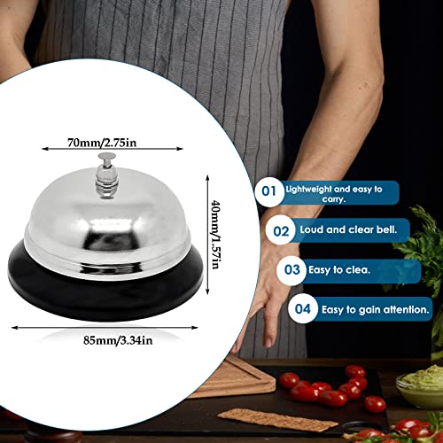 ERDANER 1pcs Call Bell, Service Bell, Loud and Clear Ring Stainless Steel Metal Counter Service Bell,for Hotels, Schools, Restaurants,Reception Areas(Small Size) - Image 4