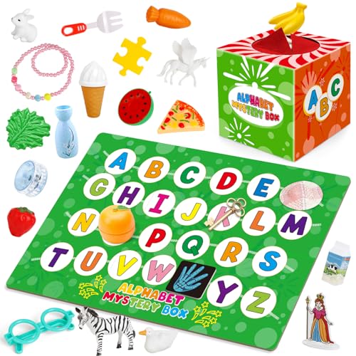Kasfalci Alphabet Mystery Box for Kids26 PCS ABC Learning ToysLetters Sorting Matching Games for ToddlersLetter SoundsSpeech Therapy Fine Motor Toys for Preschool Kindergarten Classroom - Image 1