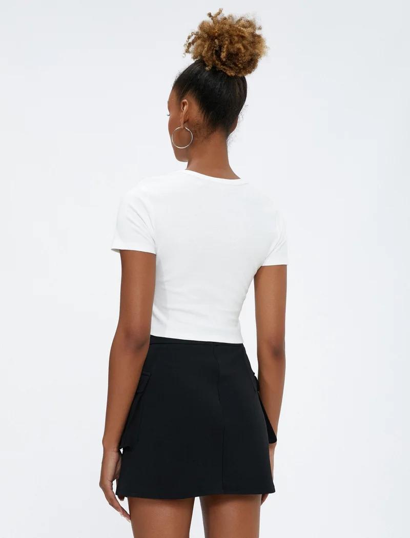 كوتون College Printed T-Shirt Crew Neck Slim Fit Short Sleeve
