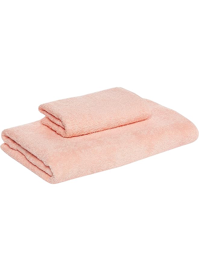 The Bros Cotton-Rich 480 GSM Terry Bath Towel 2PC Set - Quick-Dry, Highly Absorbent for a Spa Experience at Home, Size: Bath Towel (70 x 140 cm) & Hand Towel (40 x 70 cm), Peach - Image 1