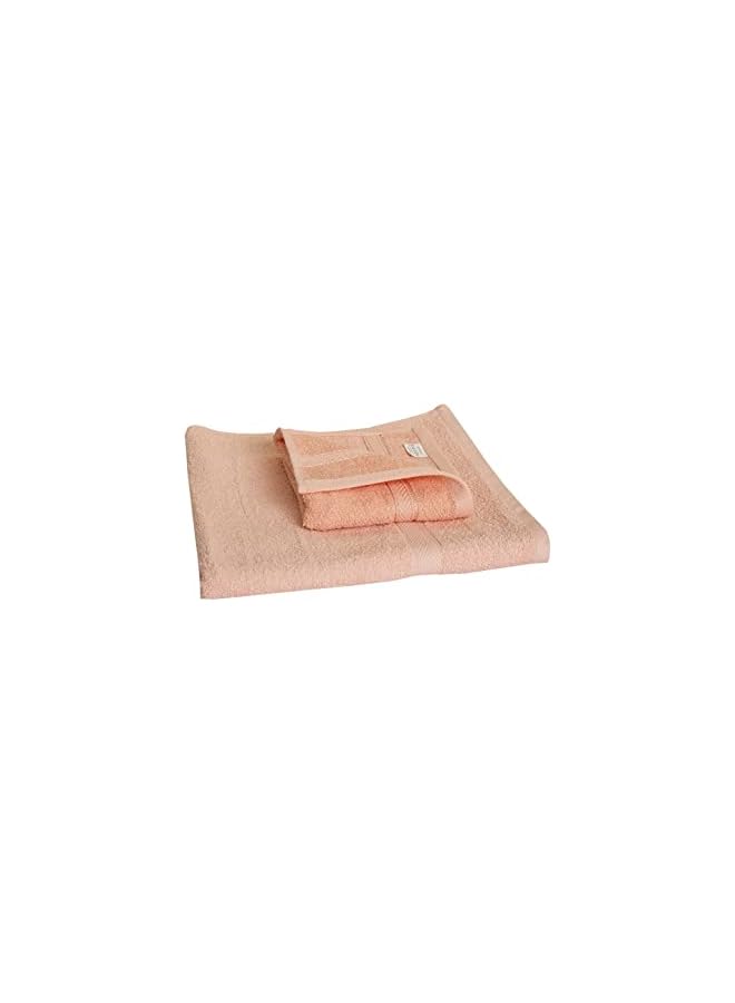 The Bros Cotton-Rich 480 GSM Terry Bath Towel 2PC Set - Quick-Dry, Highly Absorbent for a Spa Experience at Home, Size: Bath Towel (70 x 140 cm) & Hand Towel (40 x 70 cm), Peach - Image 2