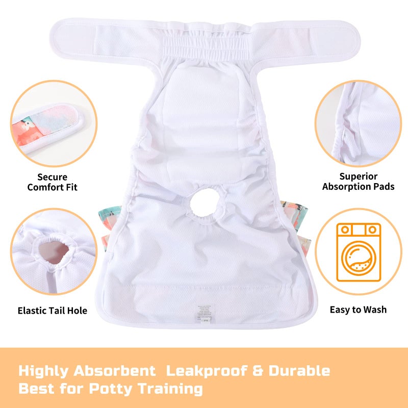 Mengelina Washable Dog Diapers Female 3 Pack Reusable Highly Absorbent Doggie Diaper, Flexible Doggy Diaper Female Durable Leak-Proof Diapers for Dog Period Heat Incontinence Potty Training, XS - Image 4