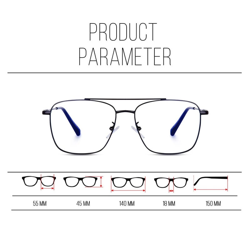 Dervin Blue Light Blocking Blue Cut Zero Power anti-glare Retro Square Eyeglasses, Frame for Eye Protection from UV by Computer/Tablet/Laptop/Mobile - Image 4