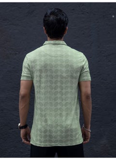 Maniac Mens Textured Polo Neck 3/4th Sleeve Pista Half Zipper Cotton Lycra Blend T-Shirt  - Image 3