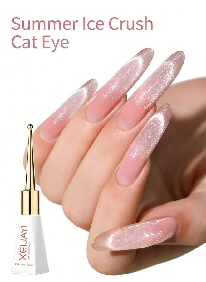 شايجاي طلاء أظافر جل UV/LED، لون وردي فاتح مع لمعة هولوغرافيك، جل قابل للنقع، يتطلب مصباح UV، رقم #08 - Image 1
