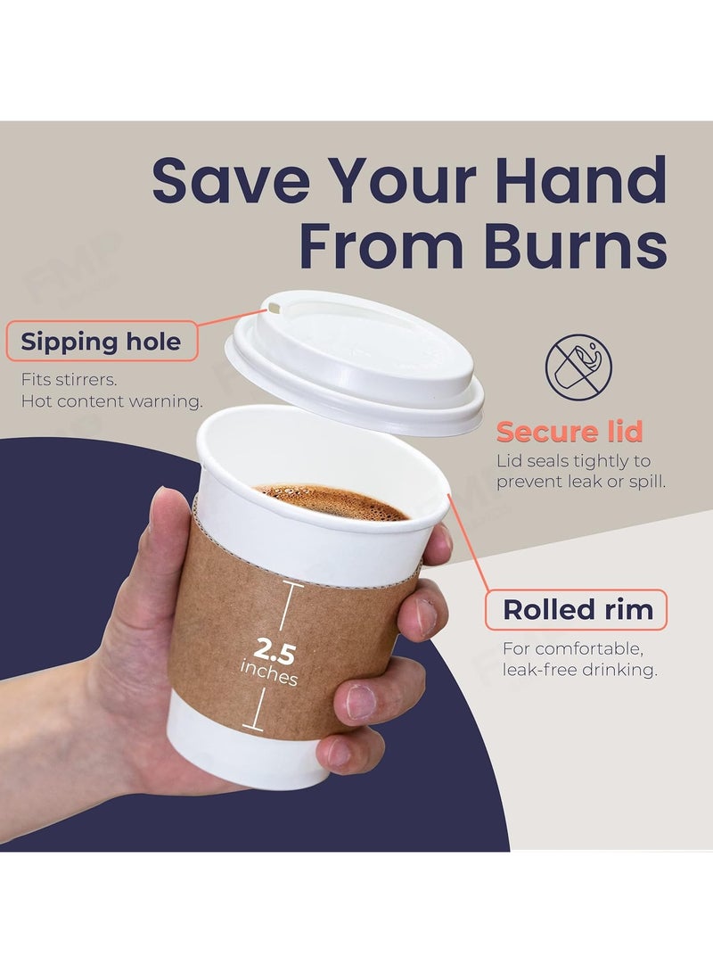 Paper coffee cups with white lids, 100 pieces, for drinks on the go such as hot chocolate, tea and other drinks. Ideal for cafes, restaurants and companies.  - Image 5