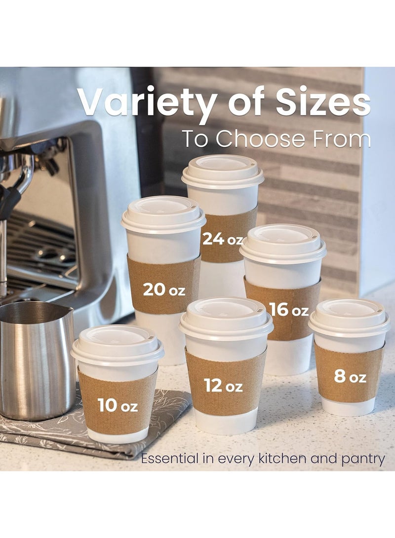 Paper coffee cups with white lids, 100 pieces, for drinks on the go such as hot chocolate, tea and other drinks. Ideal for cafes, restaurants and companies.  - Image 2