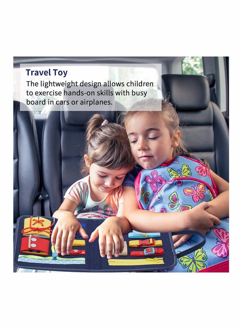 Excefore Toddler Busy Board, Montessori Toy Gifts for Fine Motor Skills & Learn to Dress, Sensory Toy for Aeroplane or Car Travel - Image 5
