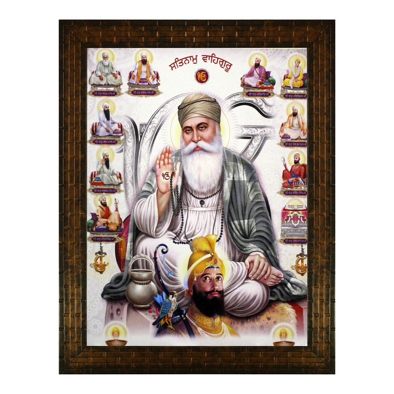 Indianara SATNAM WAHEGURU Painting -Synthetic Wood, 27x30.5x1cm, Multicolour - Image 4
