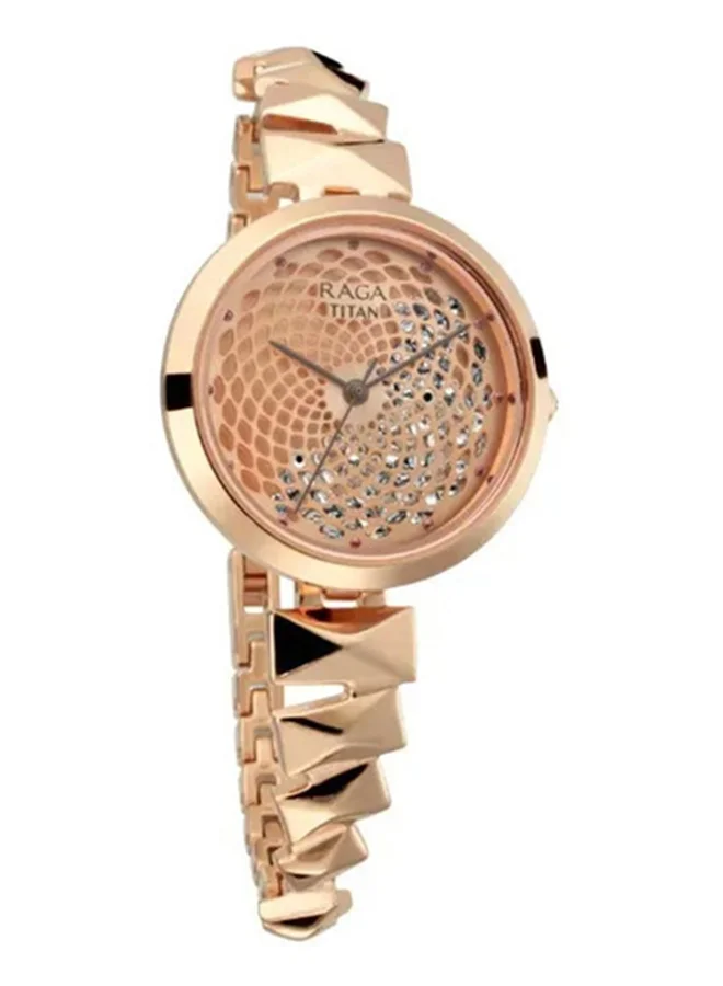 تيتان Titan Raga Facets Quartz Analog Women Watch Rose Gold Dial With Rose Gold Colour Stainless Steel Strap