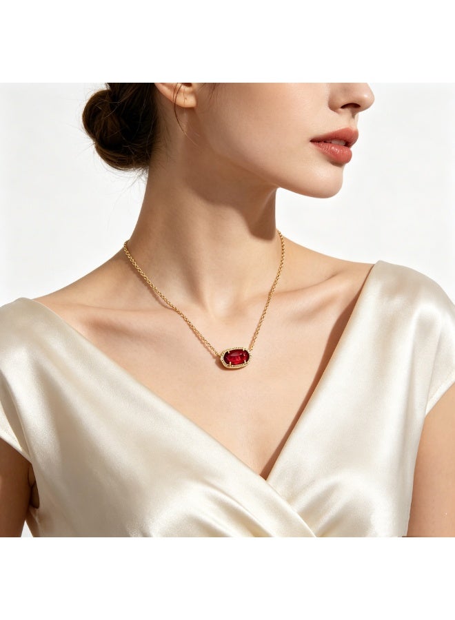 Kendra Scott Elisa Pendant Necklace for Women, 14K Gold-Plated with Red Stone - Image 3