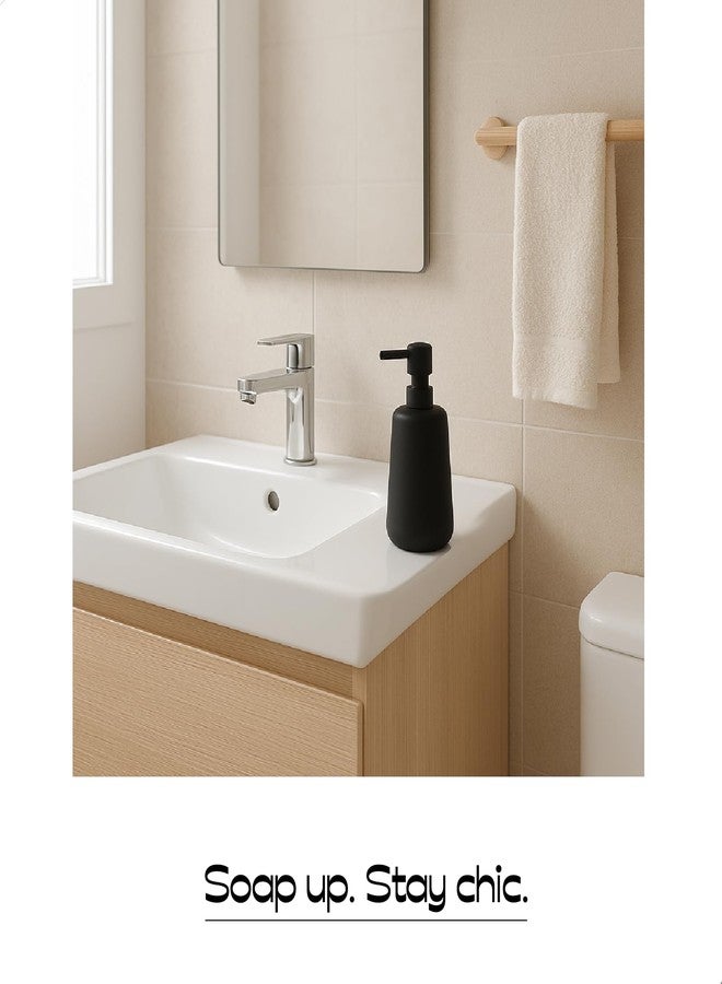 ABBI NIMO Matte Black Ceramic Soap Dispenser, 13 oz Refillable Bathroom or Kitchen Countertop Dispenser with Soft Touch Rubber Coating - Image 4