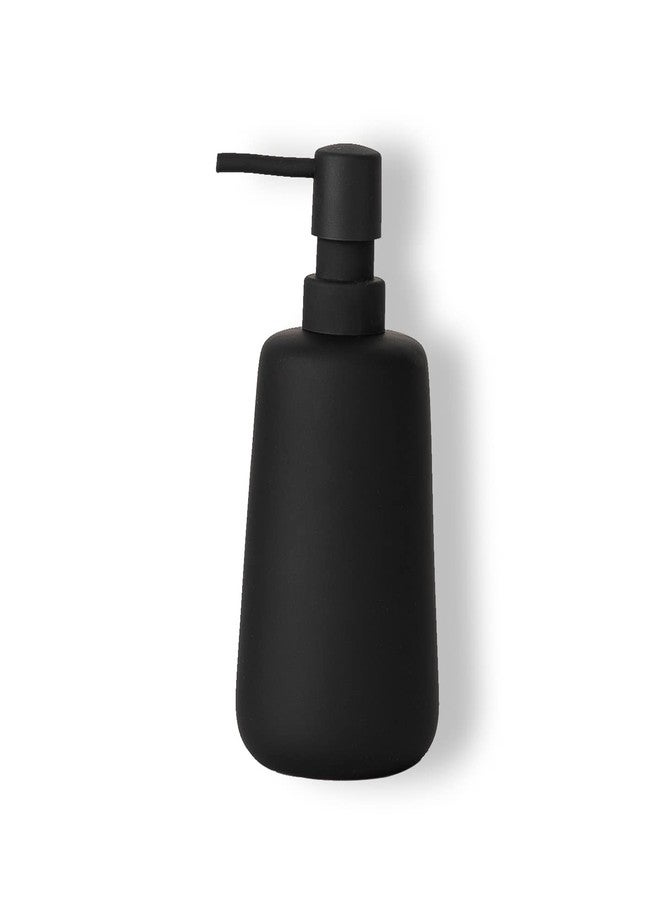 ABBI NIMO Matte Black Ceramic Soap Dispenser, 13 oz Refillable Bathroom or Kitchen Countertop Dispenser with Soft Touch Rubber Coating - Image 1