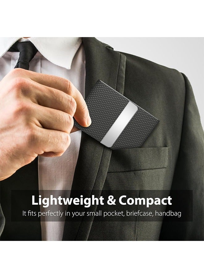 Business Card Holder, PU Leather & Stainless Steel Business Card Case for Men or Women, Slim Name Cards Holder RFID Blocking Credit Cards Carrier with Magnetic Closureccccccccccccccccccccccc - Image 3