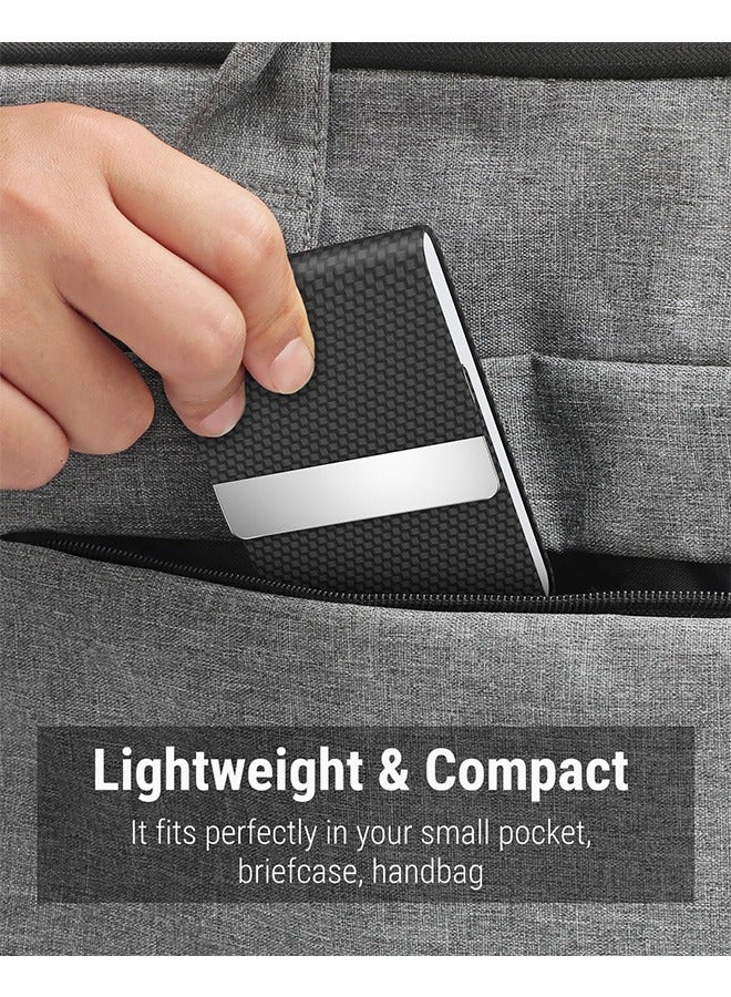 Business Card Holder, PU Leather & Stainless Steel Business Card Case for Men or Women, Slim Name Cards Holder RFID Blocking Credit Cards Carrier with Magnetic Closureccccccccccccccccccccccc - Image 5