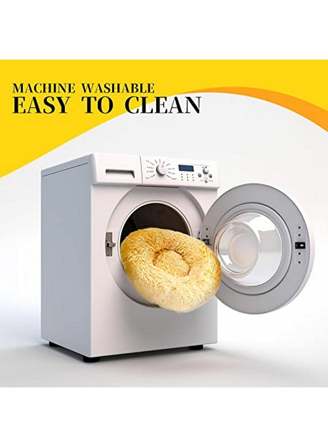 سرير الكلاب المحشو على شكل دونات - حل نوم مريح ودافئ للكلاب المتوسطة والصغيرة والقطط في الأماكن المغلقة (20 × 20 بوصة، كريستال) - Image 2