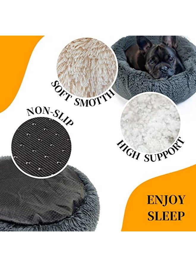 سرير الكلاب المحشو على شكل دونات - حل نوم مريح ودافئ للكلاب المتوسطة والصغيرة والقطط في الأماكن المغلقة (20 × 20 بوصة، كريستال) - Image 3