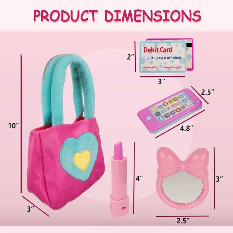 Playkidz Princess My First Purse Set - 7 Pieces Kids Play Purse and Accessories, Pretend Play Toy Set with Cool Girl Accessories, Includes Phone and Bag with Cards - Image 4