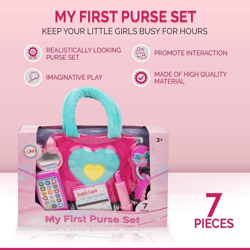 Playkidz Princess My First Purse Set - 7 Pieces Kids Play Purse and Accessories, Pretend Play Toy Set with Cool Girl Accessories, Includes Phone and Bag with Cards - Image 2