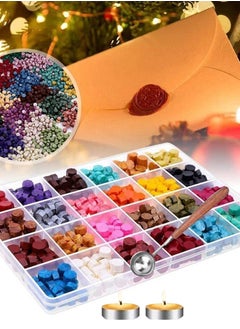 AIWANTO 600-Pieces Sealing Wax Sealing Kit Wax Seal Stamp Kit Beads Packed In Plastic Box, with Tea Candles and Wax Spoon  - Image 5