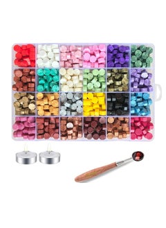 AIWANTO 600-Pieces Sealing Wax Sealing Kit Wax Seal Stamp Kit Beads Packed In Plastic Box, with Tea Candles and Wax Spoon  - Image 1