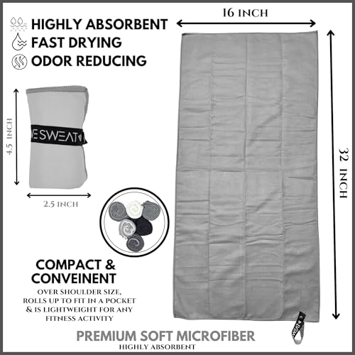WESWEAT We Sweat's Microfiber Gym Towels (6 Pack), Silver ION Odor-Free Soft and Absorbent, Gym, Travel, Hiking, Working Out, Camping, 32" x 16" - Image 4